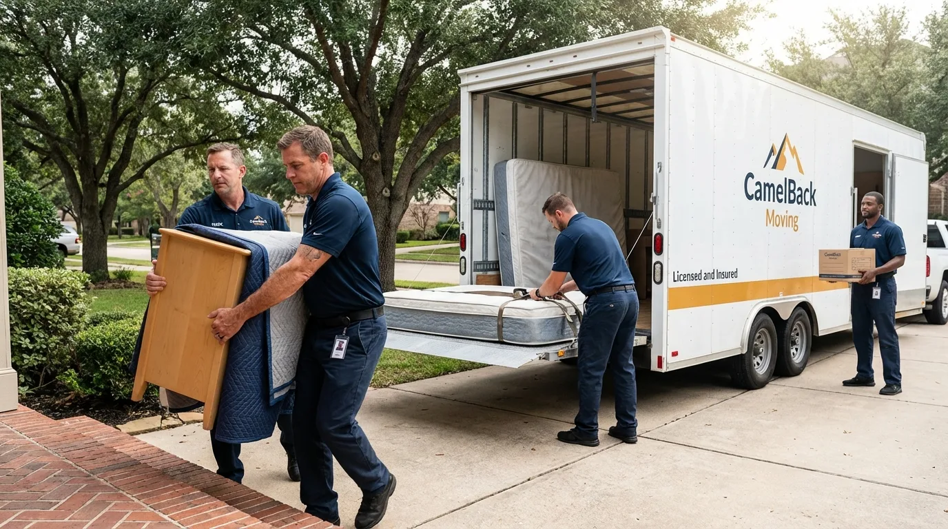 Crew loading residential truck for cross-state move from Montpelier, OH